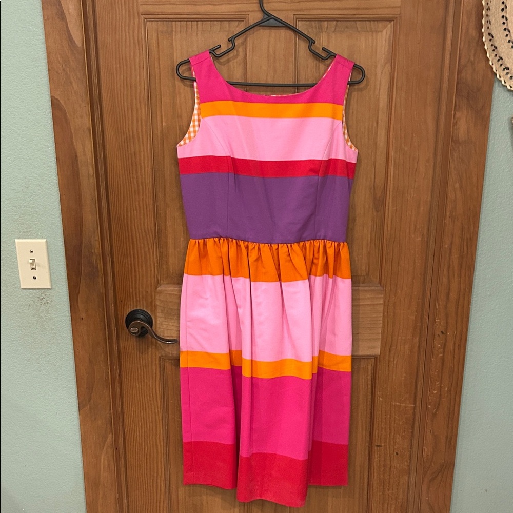 Isaac Mizrahi Colorblock Striped Sleeveless Dress - Pink Orange Purple